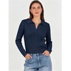 image:imageANRABESS Sweaters for Women Long Sleeve Cropped Polo Shirts  Cable Knit V Neck Collared Pullover Sweater Top Soft Business Casual Work Clothes Daily Wear Casual Fall Winter OutfitsNavy Blue