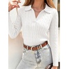 image:imageANRABESS Sweaters for Women Long Sleeve Cropped Polo Shirts  Cable Knit V Neck Collared Pullover Sweater Top Soft Business Casual Work Clothes Daily Wear Casual Fall Winter OutfitsWhite