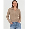 image:imageANRABESS Sweaters for Women Long Sleeve Cropped Polo Shirts  Cable Knit V Neck Collared Pullover Sweater Top Soft Business Casual Work Clothes Daily Wear Casual Fall Winter OutfitsBright Tan
