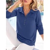 image:imageANRABESS Sweatshirt for Women Long Sleeve Tunic Tops  Grommet HalfPlacket HighLow Curved Hem Polo Neck Pullover Tops Classic Vintage Casual Livein Look Fall Winter OutfitsDeep Blue