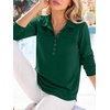 image:imageANRABESS Sweatshirt for Women Long Sleeve Tunic Tops  Grommet HalfPlacket HighLow Curved Hem Polo Neck Pullover Tops Classic Vintage Casual Livein Look Fall Winter OutfitsDeep Green