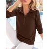 image:imageANRABESS Sweatshirt for Women Long Sleeve Tunic Tops  Grommet HalfPlacket HighLow Curved Hem Polo Neck Pullover Tops Classic Vintage Casual Livein Look Fall Winter OutfitsCoffee