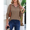 image:imageANRABESS Sweatshirt for Women Long Sleeve Tunic Tops  Grommet HalfPlacket HighLow Curved Hem Polo Neck Pullover Tops Classic Vintage Casual Livein Look Fall Winter OutfitsBeige Khaki