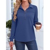 image:imageANRABESS Sweatshirt for Women Long Sleeve Tunic Tops  Grommet HalfPlacket HighLow Curved Hem Polo Neck Pullover Tops Classic Vintage Casual Livein Look Fall Winter OutfitsDeep Blue