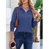 image:imageANRABESS Sweatshirt for Women Long Sleeve Tunic Tops  Grommet HalfPlacket HighLow Curved Hem Polo Neck Pullover Tops Classic Vintage Casual Livein Look Fall Winter OutfitsDeep Blue
