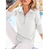 image:imageANRABESS Sweatshirt for Women Long Sleeve Tunic Tops  Grommet HalfPlacket HighLow Curved Hem Polo Neck Pullover Tops Classic Vintage Casual Livein Look Fall Winter OutfitsWhite