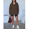 image:imageANRABESS Sweatshirts for Women Oversized V Neck Fleece Outfits  Thumbhole Long Sleeve amp Side Slits Soft Cozy Warm Pullover Tops Casual Going Out Daily Wear Winter Fall Fashion OutfitsCoffee