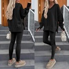 image:imageANRABESS Sweatshirts for Women Oversized V Neck Fleece Outfits  Thumbhole Long Sleeve amp Side Slits Soft Cozy Warm Pullover Tops Casual Going Out Daily Wear Winter Fall Fashion OutfitsBlack