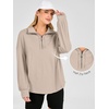 image:imageANRABESS Sweatshirts for Womens Loose Fit Quarter Zip Pullover  Soft Cozy Long Sleeve Tops School Work Rreppy Giong Out Clothes Casual Cute Relaxed Loungewear Fall Winter Fashion OutfitsBeige
