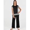 image:imageANRABESS Two Piece Sets for Women Summer Casual Knit Sweater Vest Pants Set Vacation Airport Clothes 2026 Fall OutfitsBlackwhite
