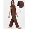 image:imageANRABESS Two Piece Sets for Women Summer Casual Knit Sweater Vest Pants Set Vacation Airport Clothes 2026 Fall OutfitsCoffee