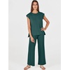 image:imageANRABESS Two Piece Sets for Women Summer Casual Knit Sweater Vest Pants Set Vacation Airport Clothes 2026 Fall OutfitsDark Green