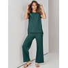 image:imageANRABESS Two Piece Sets for Women Summer Casual Knit Sweater Vest Pants Set Vacation Airport Clothes 2026 Fall OutfitsDark Green