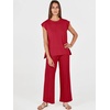 image:imageANRABESS Two Piece Sets for Women Summer Casual Knit Sweater Vest Pants Set Vacation Airport Clothes 2026 Fall OutfitsRed