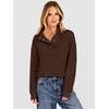 image:imageANRABESS Waffle Knit Sweatshirt for Women Henley Pullover  Lightweight Comfy Soft Long Sleeve Loose Fit Stand Collar Half Button Tops Casual Daily Wear amp Preppy Fall Spring WeatherBrown