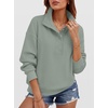 image:imageANRABESS Waffle Knit Sweatshirt for Women Henley Pullover  Lightweight Comfy Soft Long Sleeve Loose Fit Stand Collar Half Button Tops Casual Daily Wear amp Preppy Fall Spring WeatherGreen