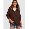 image:imageANRABESS Waffle Knit Sweatshirt for Women Henley Pullover  Lightweight Comfy Soft Long Sleeve Loose Fit Stand Collar Half Button Tops Casual Daily Wear amp Preppy Fall Spring WeatherBrown