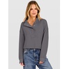 image:imageANRABESS Waffle Knit Sweatshirt for Women Henley Pullover  Lightweight Comfy Soft Long Sleeve Loose Fit Stand Collar Half Button Tops Casual Daily Wear amp Preppy Fall Spring WeatherGrey