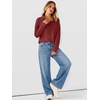 image:imageANRABESS Waffle Knit Sweatshirt for Women Henley Pullover  Lightweight Comfy Soft Long Sleeve Loose Fit Stand Collar Half Button Tops Casual Daily Wear amp Preppy Fall Spring WeatherBirck Red