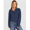 image:imageANRABESS Waffle Knit Sweatshirt for Women Henley Pullover  Lightweight Comfy Soft Long Sleeve Loose Fit Stand Collar Half Button Tops Casual Daily Wear amp Preppy Fall Spring WeatherNavy Blue