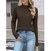 image:imageANRABESS Womens Cable Knit Long Sleeve Cropped Sweaters  Mock Neck Fitted Pullover Tops Cozy Warm Business Casual Work Office Daily Wear Fall Winter Fashion ClothingBrown