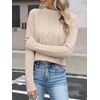 image:imageANRABESS Womens Cable Knit Long Sleeve Cropped Sweaters  Mock Neck Fitted Pullover Tops Cozy Warm Business Casual Work Office Daily Wear Fall Winter Fashion ClothingAlmond