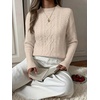 image:imageANRABESS Womens Cable Knit Long Sleeve Cropped Sweaters  Mock Neck Fitted Pullover Tops Cozy Warm Business Casual Work Office Daily Wear Fall Winter Fashion ClothingAlmond