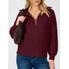 image:imageANRABESS Womens Cable Knit Quarter Zip Pullover Sweaters  Long Sleeve V Neck Collared Cozy Warm Loose Tops Business Casual Work Office Daily Wear 2026 Fall Winter Fashion OutfitsDark Red