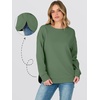 image:imageANRABESS Womens Crewneck Sweatshirt Long Sleeve Shirts  Side Split Curved HemLoose FitSoft Fleece Lined Casual Everyday Wear Lounge WorkampSchool OutfitsFall Spring ClothingGreen