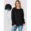 image:imageANRABESS Womens Crewneck Sweatshirt Long Sleeve Shirts  Side Split Curved HemLoose FitSoft Fleece Lined Casual Everyday Wear Lounge WorkampSchool OutfitsFall Spring ClothingBlack
