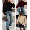 image:imageANRABESS Womens Long Sleeve Cable Knit Cropped Sweaters  Crew Neck Loose Pullover Tops Cozy Soft Warm Business Casual Work Office Daily Wear Fall Winter Trendy ClothingBlack
