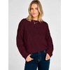 image:imageANRABESS Womens Long Sleeve Cable Knit Cropped Sweaters  Crew Neck Loose Pullover Tops Cozy Soft Warm Business Casual Work Office Daily Wear Fall Winter Trendy ClothingBurgundy