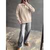 image:imageANRABESS Womens Long Sleeve Knit Shirts Henley Sweater  Turtle Neck Button Placket Soft Pullover Top Loose Fit Trendy Business Casual Work WearFall Fashion Winter ClothingAlmond
