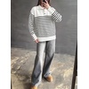 image:imageANRABESS Womens Long Sleeve Knit Shirts Henley Sweater  Turtle Neck Button Placket Soft Pullover Top Loose Fit Trendy Business Casual Work WearFall Fashion Winter ClothingWhite Black Stripe