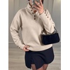 image:imageANRABESS Womens Long Sleeve Knit Shirts Henley Sweater  Turtle Neck Button Placket Soft Pullover Top Loose Fit Trendy Business Casual Work WearFall Fashion Winter ClothingAlmond