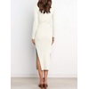 image:imageANRABESS Womens Long Sleeve Sweater Dress Crew Neck Slim Fit Slit Tie Waist 2026 Ribbed Knit Bodycon Midi Dress Fall OutfitsWhite