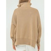 image:imageANRABESS Womens Oversized Quarter Zip Pullover Sweaters  Fall Fashion Outfits Long Sleeve Slit Side Baggy Loose Fit 14 Zip Lapel Collared Ribbed Knit Soft Warm Winter ClothingKhaki