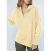image:imageANRABESS Womens Oversized Quarter Zip Pullover Sweaters  Fall Fashion Outfits Long Sleeve Slit Side Baggy Loose Fit 14 Zip Lapel Collared Ribbed Knit Soft Warm Winter ClothingApricot