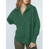 image:imageANRABESS Womens Oversized Quarter Zip Pullover Sweaters  Fall Fashion Outfits Long Sleeve Slit Side Baggy Loose Fit 14 Zip Lapel Collared Ribbed Knit Soft Warm Winter ClothingDeep Gray Geen