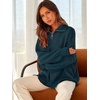 image:imageANRABESS Womens Oversized Quarter Zip Pullover Sweaters  Fall Fashion Outfits Long Sleeve Slit Side Baggy Loose Fit 14 Zip Lapel Collared Ribbed Knit Soft Warm Winter ClothingDeep Blue