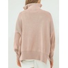 image:imageANRABESS Womens Oversized Quarter Zip Pullover Sweaters  Fall Fashion Outfits Long Sleeve Slit Side Baggy Loose Fit 14 Zip Lapel Collared Ribbed Knit Soft Warm Winter ClothingPink