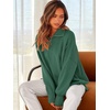 image:imageANRABESS Womens Oversized Quarter Zip Pullover Sweaters  Fall Fashion Outfits Long Sleeve Slit Side Baggy Loose Fit 14 Zip Lapel Collared Ribbed Knit Soft Warm Winter ClothingDeep Gray Geen
