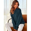 image:imageANRABESS Womens Oversized Quarter Zip Pullover Sweaters  Fall Fashion Outfits Long Sleeve Slit Side Baggy Loose Fit 14 Zip Lapel Collared Ribbed Knit Soft Warm Winter ClothingDeep Blue