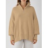 image:imageANRABESS Womens Oversized Quarter Zip Pullover Sweaters  Fall Fashion Outfits Long Sleeve Slit Side Baggy Loose Fit 14 Zip Lapel Collared Ribbed Knit Soft Warm Winter ClothingKhaki