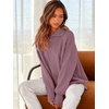 image:imageANRABESS Womens Oversized Quarter Zip Pullover Sweaters  Fall Fashion Outfits Long Sleeve Slit Side Baggy Loose Fit 14 Zip Lapel Collared Ribbed Knit Soft Warm Winter ClothingPurple