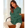 image:imageANRABESS Womens Oversized Quarter Zip Pullover Sweaters  Fall Fashion Outfits Long Sleeve Slit Side Baggy Loose Fit 14 Zip Lapel Collared Ribbed Knit Soft Warm Winter ClothingDeep Gray Geen
