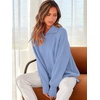 image:imageANRABESS Womens Oversized Quarter Zip Pullover Sweaters  Fall Fashion Outfits Long Sleeve Slit Side Baggy Loose Fit 14 Zip Lapel Collared Ribbed Knit Soft Warm Winter ClothingSky Blue