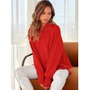 image:imageANRABESS Womens Oversized Quarter Zip Pullover Sweaters  Fall Fashion Outfits Long Sleeve Slit Side Baggy Loose Fit 14 Zip Lapel Collared Ribbed Knit Soft Warm Winter ClothingRed