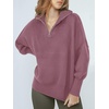 image:imageANRABESS Womens Oversized Quarter Zip Pullover Sweaters  Fall Fashion Outfits Long Sleeve Slit Side Baggy Loose Fit 14 Zip Lapel Collared Ribbed Knit Soft Warm Winter ClothingPurple