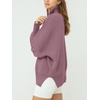 image:imageANRABESS Womens Oversized Quarter Zip Pullover Sweaters  Fall Fashion Outfits Long Sleeve Slit Side Baggy Loose Fit 14 Zip Lapel Collared Ribbed Knit Soft Warm Winter ClothingPurple